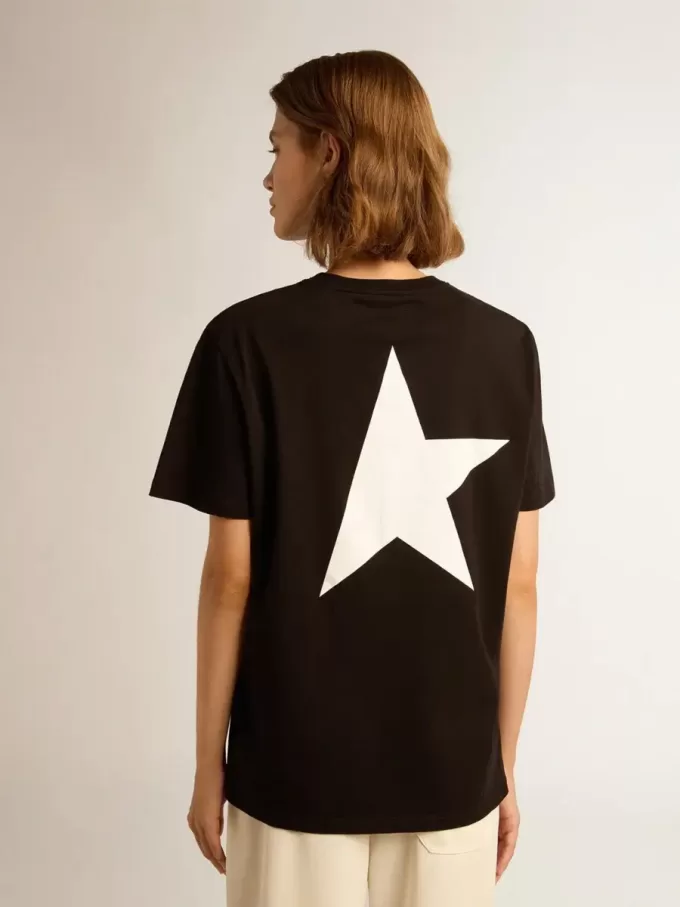 Black Star Collection T-shirt med kontrasterande vit logotyp och stjärna