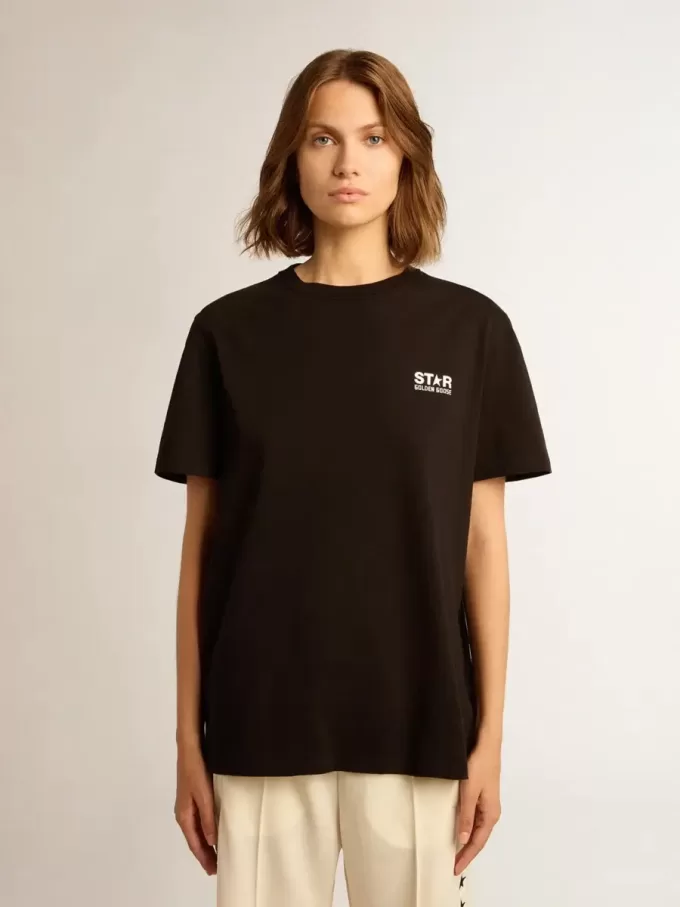 Black Star Collection T-shirt med kontrasterande vit logotyp och stjärna