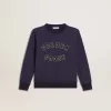 Blåviolett sweatshirt med Golden Goose-text på framsidan Blåviolett sweatshirt med Golden Goose-text på framsidan
