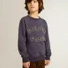 Blåviolett sweatshirt med Golden Goose-text på framsidan Blåviolett sweatshirt med Golden Goose-text på framsidan