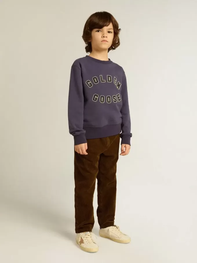 Blåviolett sweatshirt med Golden Goose-text på framsidan Blåviolett sweatshirt med Golden Goose-text på framsidan