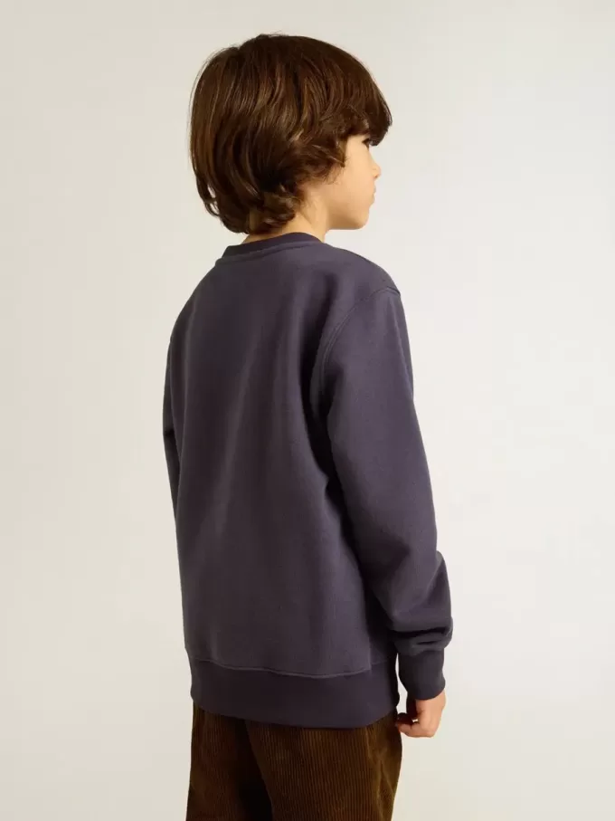 Blåviolett sweatshirt med Golden Goose-text på framsidan Blåviolett sweatshirt med Golden Goose-text på framsidan
