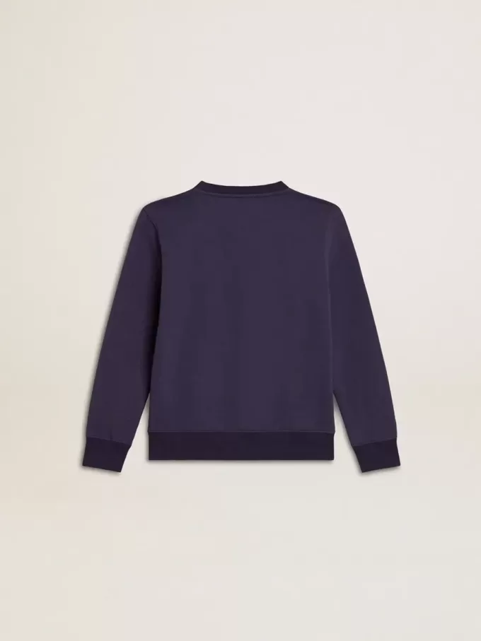 Blåviolett sweatshirt med Golden Goose-text på framsidan Blåviolett sweatshirt med Golden Goose-text på framsidan