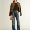 Bootcut-jeans för damer med vintage-tvätt och metalliska detaljer