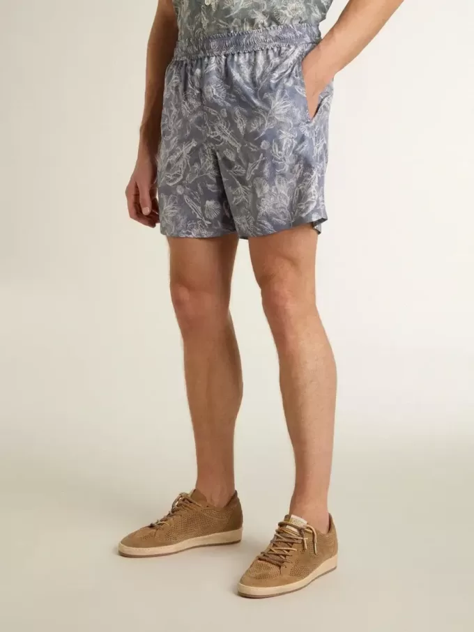 Boxershorts för herr med ljusblått och vitt marintryck