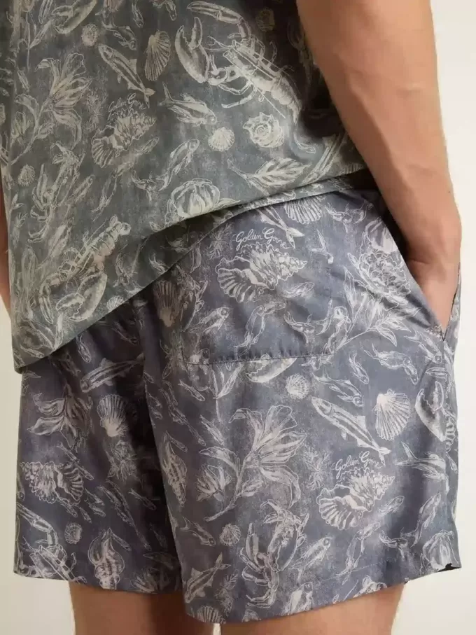 Boxershorts för herr med ljusblått och vitt marintryck