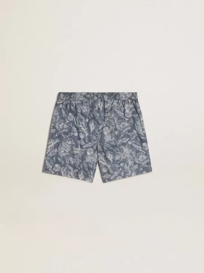 Boxershorts för herr med ljusblått och vitt marintryck