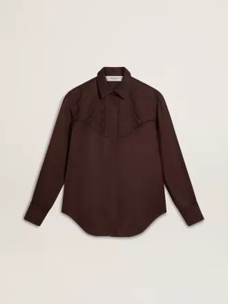 Brun damskjorta med quiltade detaljer