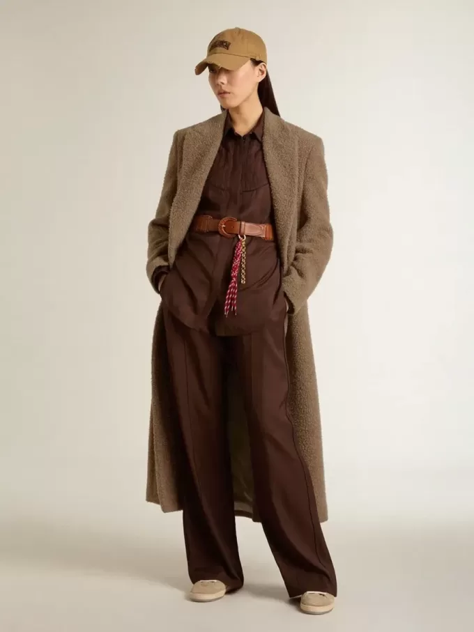 Brun damskjorta med quiltade detaljer