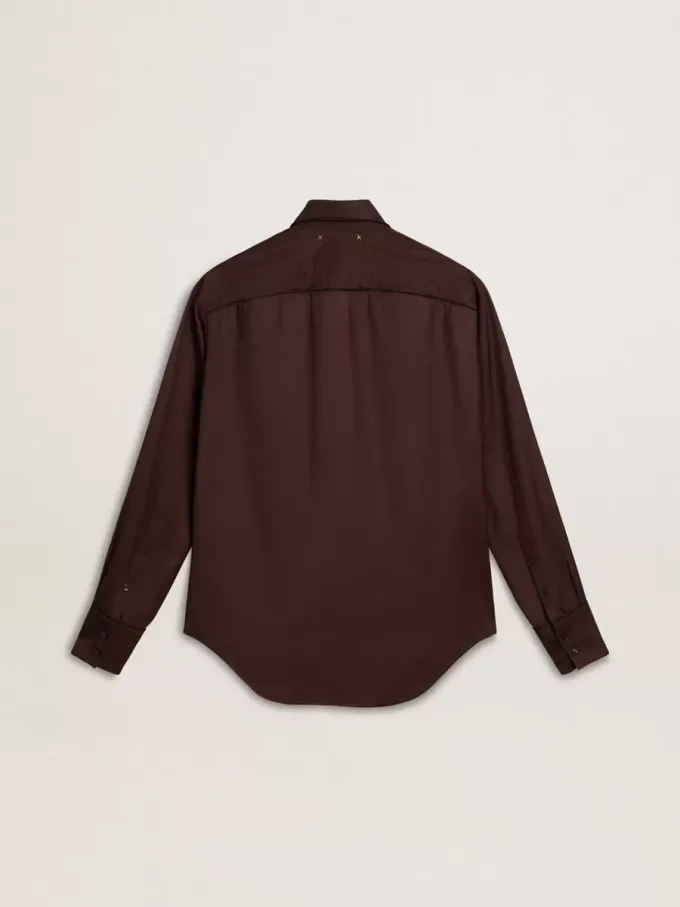 Brun damskjorta med quiltade detaljer