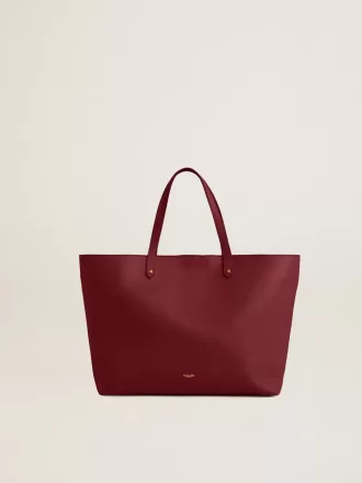 Burgundy Pasadena-väska i mjukt läder med guldlogotyp
