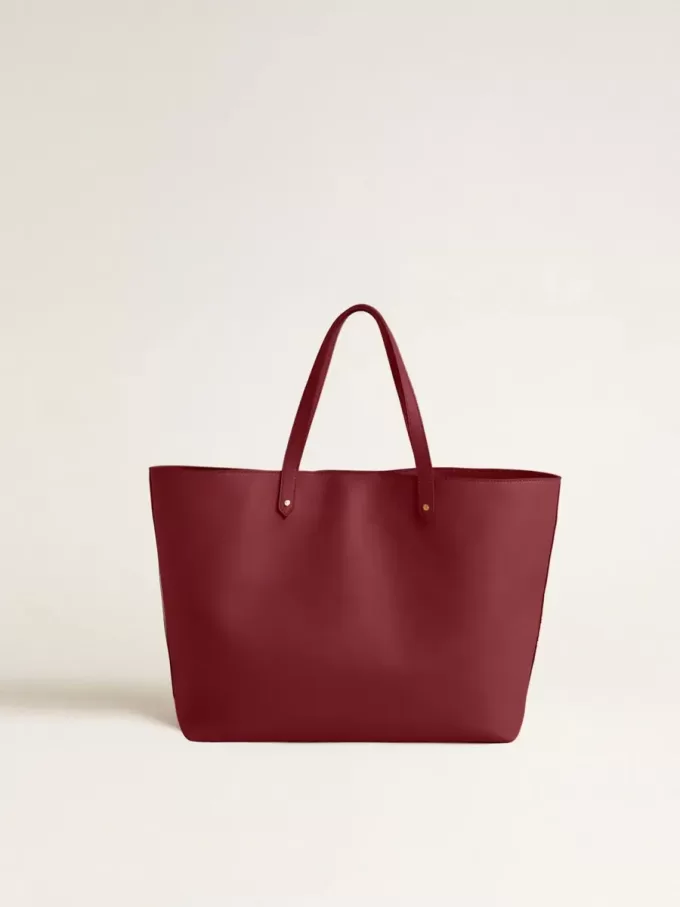 Burgundy Pasadena-väska i mjukt läder med guldlogotyp Burgundy Pasadena-väska i mjukt läder med guldlogotyp