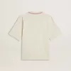 CNY sliten vit ärmlös T-shirt med röd brodyr CNY sliten vit ärmlös T-shirt med röd brodyr