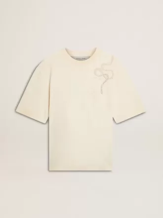 CNY sliten vit T-shirt med avslappnad passform