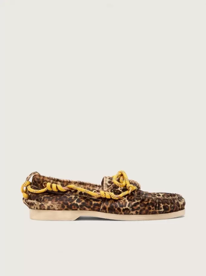 Cruise loafers för herr i ponnyläder med leopardmönster
