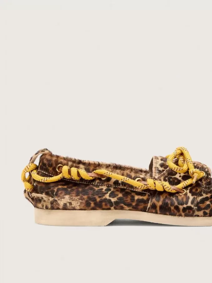 Cruise loafers för herr i ponnyläder med leopardmönster