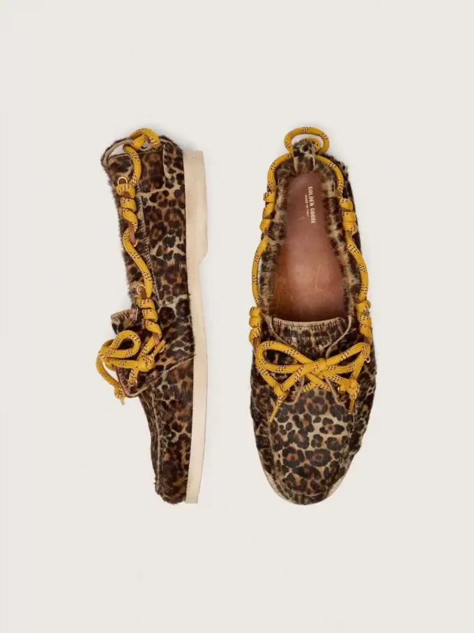 Cruise loafers för herr i ponnyläder med leopardmönster