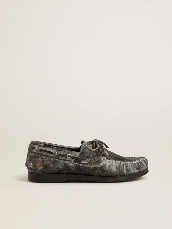 Cruise Teen loafer i svart läder med sliten effekt