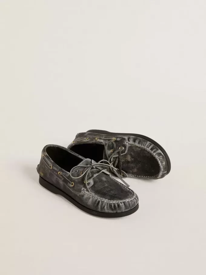Cruise Teen loafer i svart läder med sliten effekt