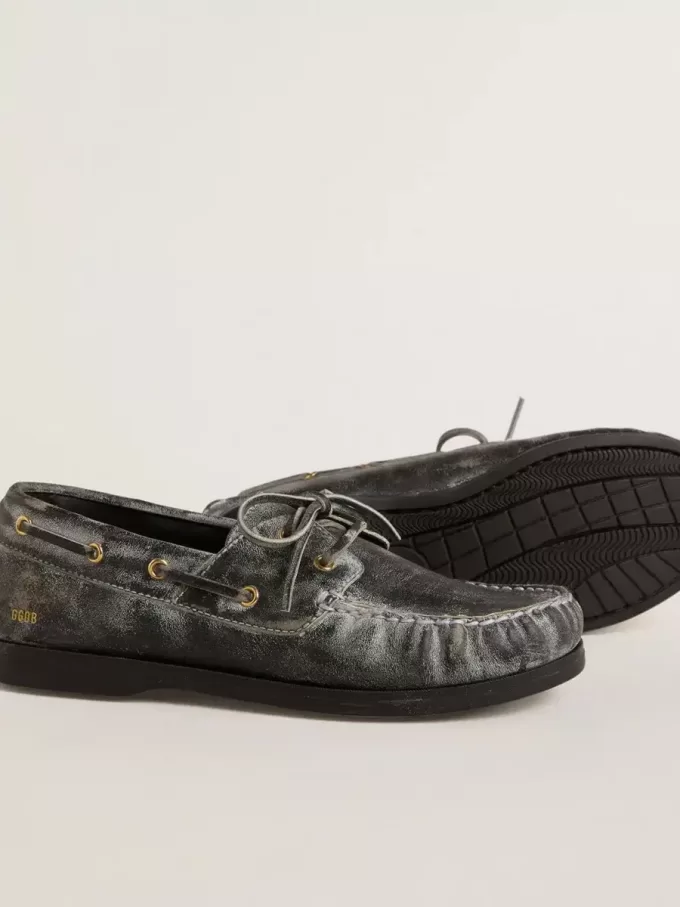 Cruise Teen loafer i svart läder med sliten effekt