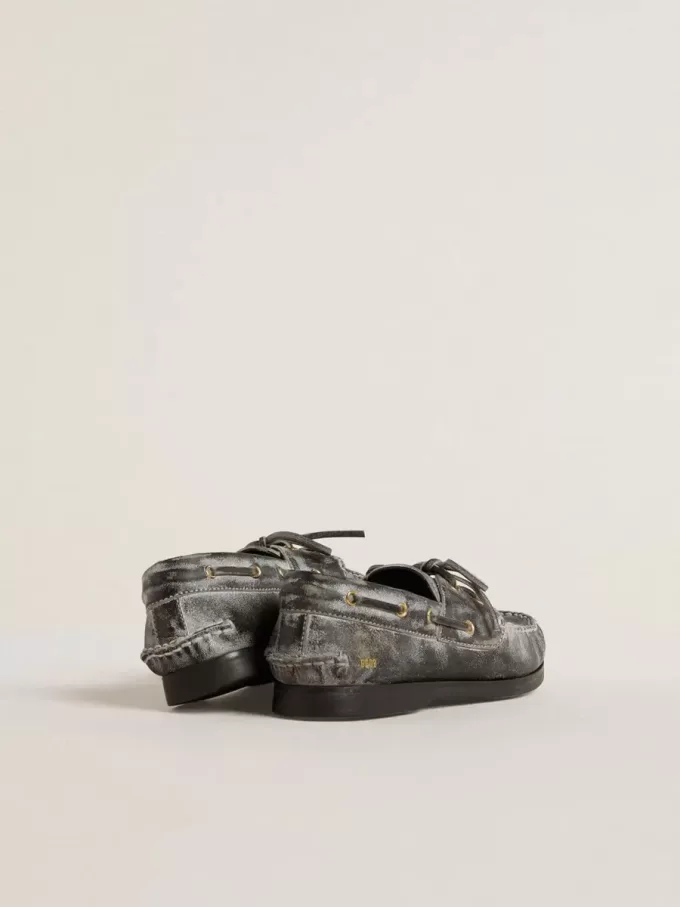 Cruise Teen loafer i svart läder med sliten effekt