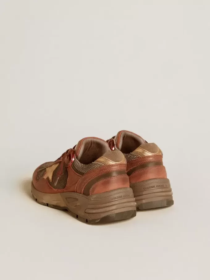 Dad-Star för dam i nubuck med guldfärgad läderstjärna och hälflik i mocka