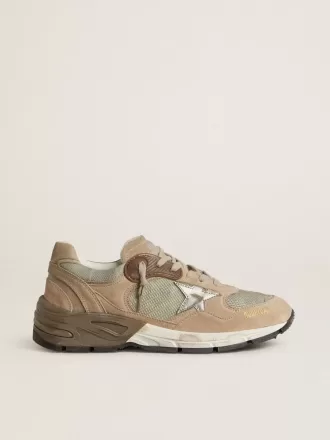 Dad-Star för damer i beige mesh och mocka med silverfärgad läderstjärna