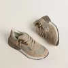 Dad-Star för damer i beige mesh och mocka med silverfärgad läderstjärna