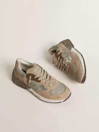 Dad-Star för damer i beige mesh och mocka med silverfärgad läderstjärna