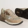 Dad-Star för damer i beige mesh och mocka med silverfärgad läderstjärna
