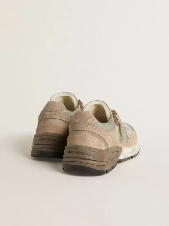 Dad-Star för damer i beige mesh och mocka med silverfärgad läderstjärna