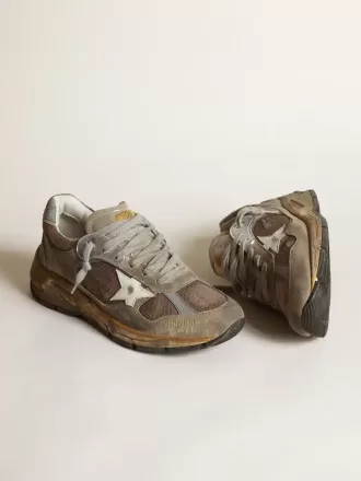 Dad-Star för damer i duvgrått mesh och mocka