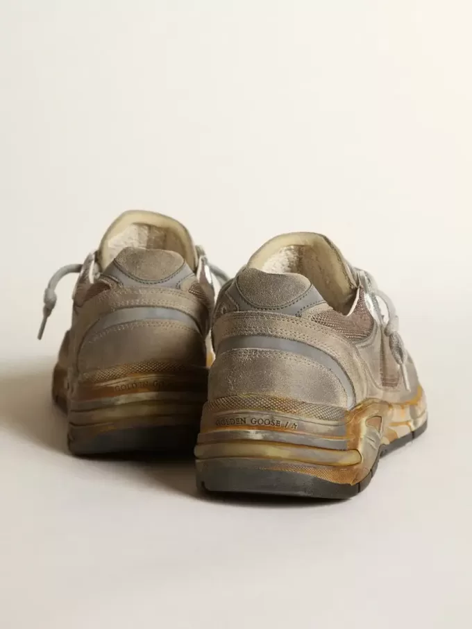 Dad-Star för damer i duvgrått mesh och mocka