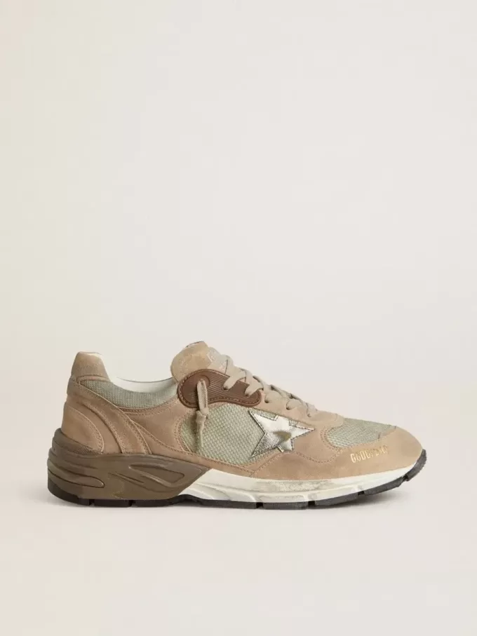 Dad-Star för herr i beige mesh och mocka med silverfärgad läderstjärna