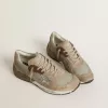 Dad-Star för herr i beige mesh och mocka med silverfärgad läderstjärna