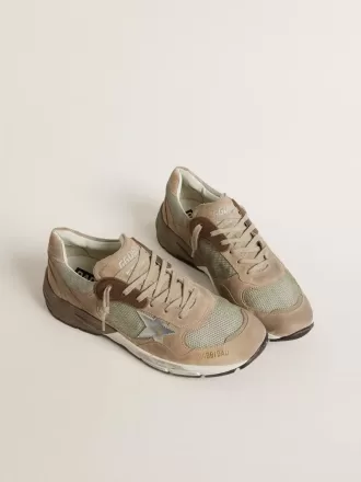 Dad-Star för herr i beige mesh och mocka med silverfärgad läderstjärna