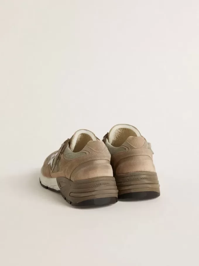 Dad-Star för herr i beige mesh och mocka med silverfärgad läderstjärna