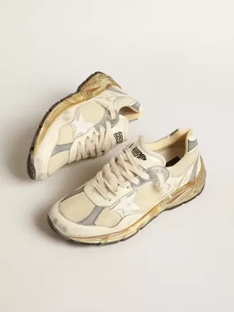 Dad-Star för herr i beige nappa och nylon med vit läderstjärna