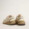 Dad-Star för herr i beige nappa och nylon med vit läderstjärna Dad-Star för herr i beige nappa och nylon med vit läderstjärna