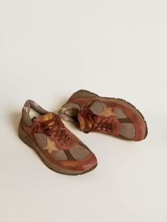 Dad-Star för herr i nubuck med guldfärgad läderstjärna och hälflik i mocka