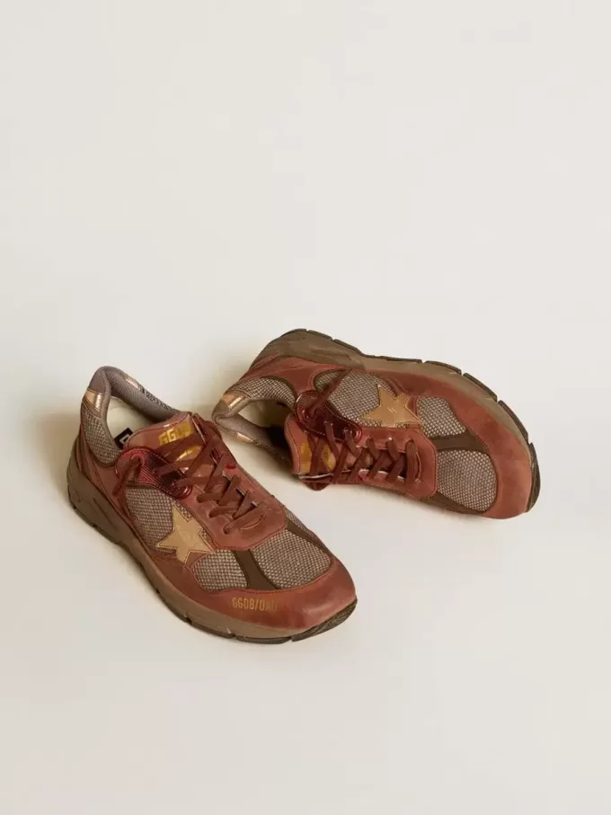 Dad-Star för herr i nubuck med guldfärgad läderstjärna och hälflik i mocka