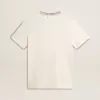 Dam-T-shirt i åldrad vit bomull med handbroderi