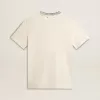Dam-T-shirt i åldrad vit bomull med handbroderi