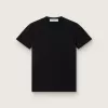 Dam-T-shirt i regular fit med slitna detaljer i svart