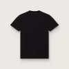 Dam-T-shirt i regular fit med slitna detaljer i svart