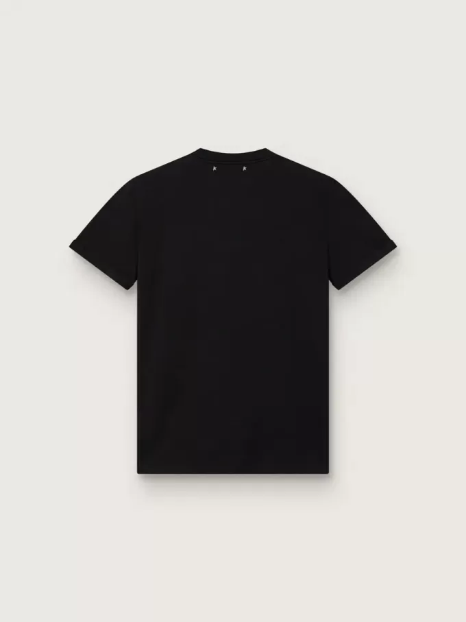 Dam-T-shirt i regular fit med slitna detaljer i svart