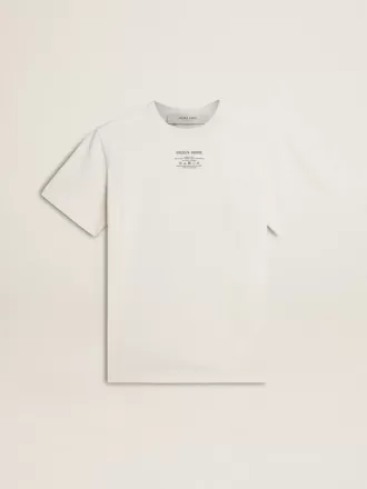 Dam-T-shirt i sliten vit bomull med svart text