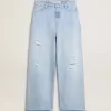 Dambyxor i denim med sliten effekt Dambyxor i denim med sliten effekt