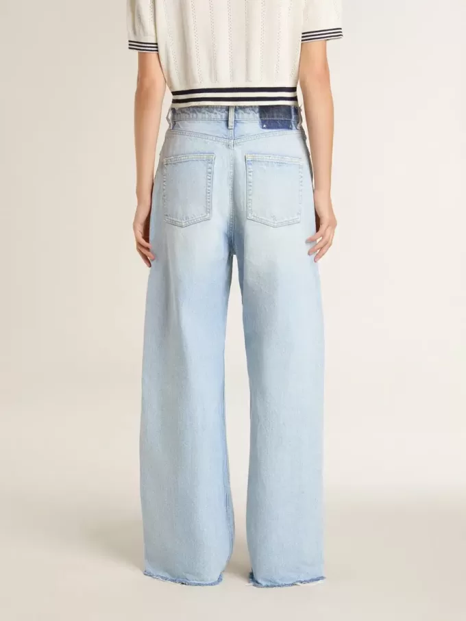 Dambyxor i denim med sliten effekt Dambyxor i denim med sliten effekt