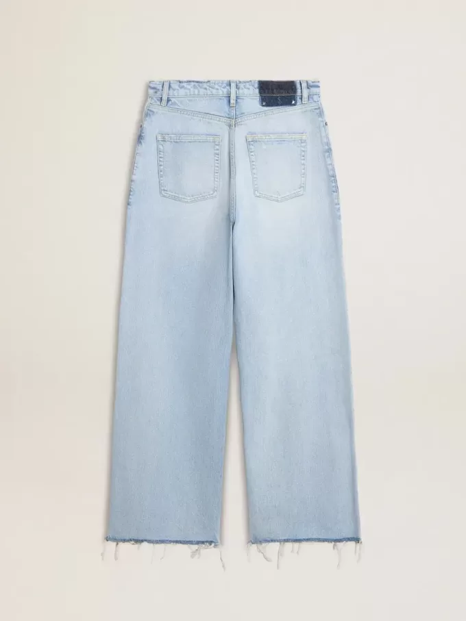 Dambyxor i denim med sliten effekt Dambyxor i denim med sliten effekt